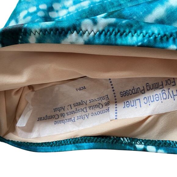 Garnet Hill Riveria Green Asymetrical One Piece Swimsuit NWOTS size 14 - Picture 4 of 6